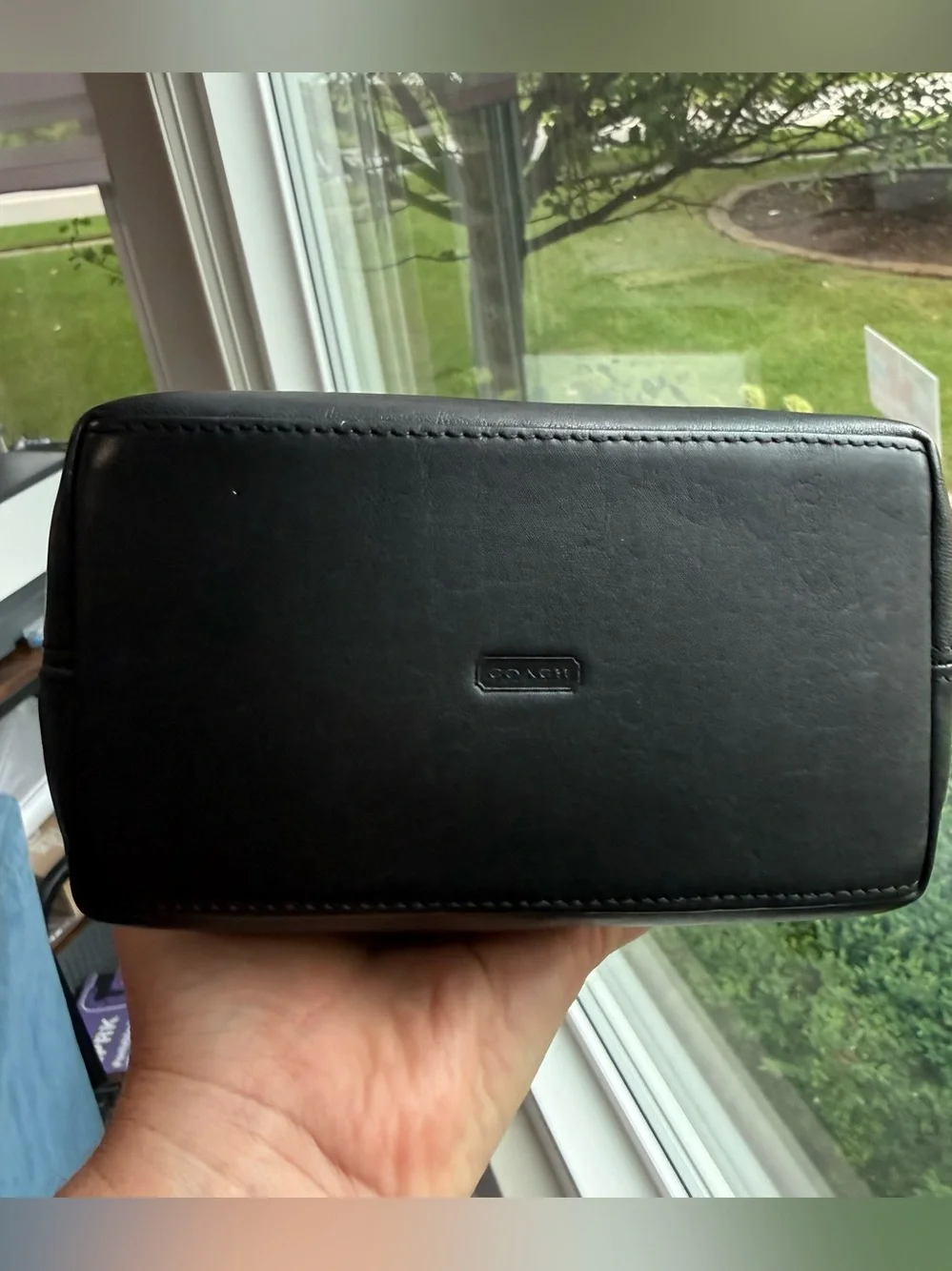 Vintage Coach Black Leather Classic Pouch Wristlet Top Handle Mini Purse